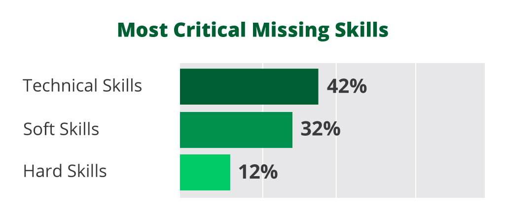 Infographic:
Critical Missing Skills
Technical Skills 42%
Soft Skills 32%
Hard Skills 12% 
