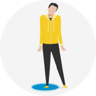 Person shrugging and stepping one foot out of a circle that represents their comfort zone. They are working to step outside of their comfort zone.