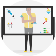 Man thinking in front of a white board representing action planning.